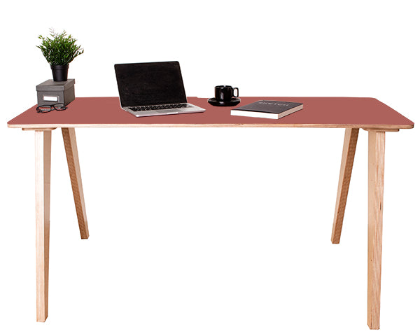West Loop Modern Plywood Desk - Barn Red Top