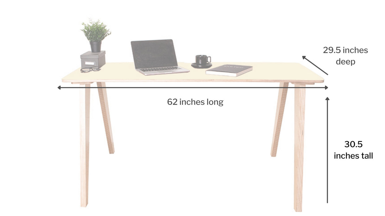 West Loop Modern Plywood Desk - Pearl White Top
