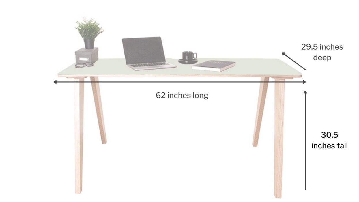 West Loop Modern Plywood Desk - Pistachio Green Top