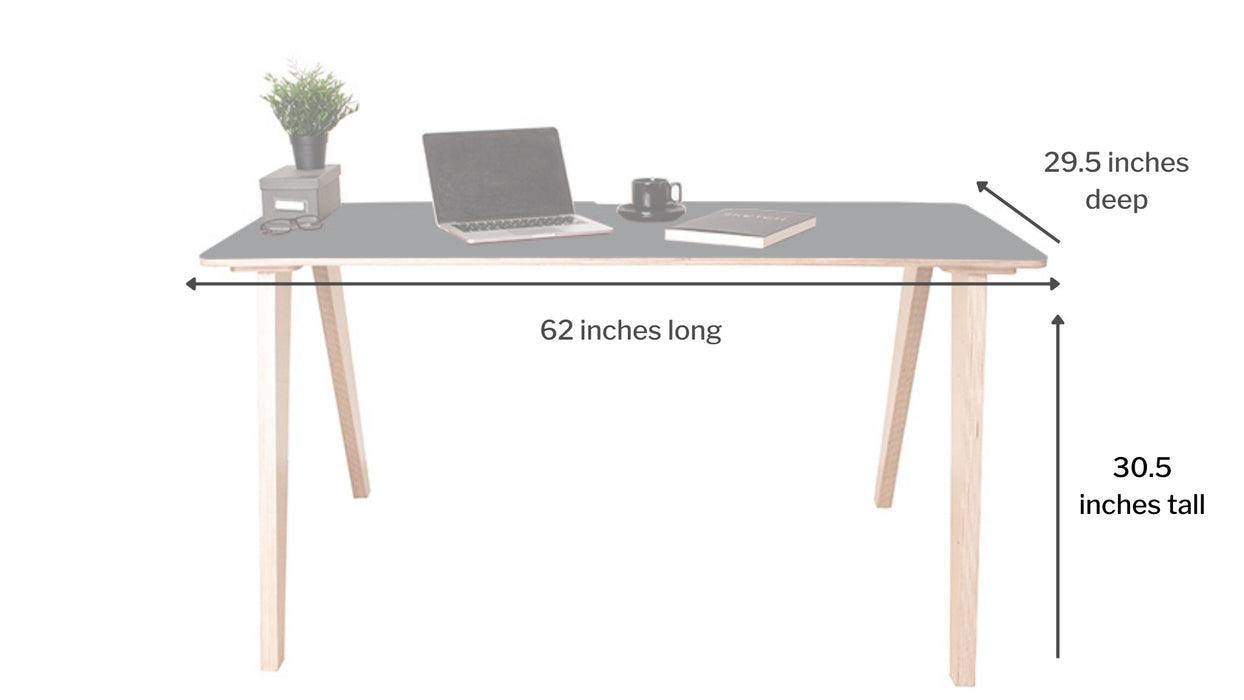 West Loop Modern Plywood Desk - Shale Grey Top